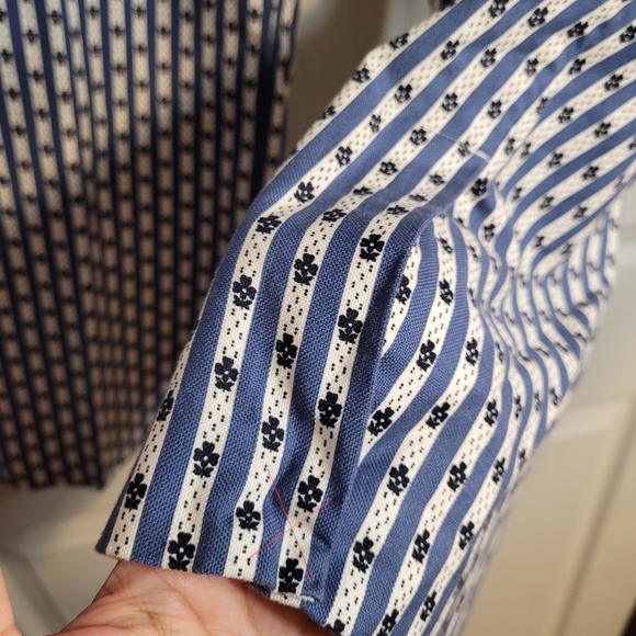 Ann Taylor LOFT Capri striped blue & white pants with splits at ankles Sz 14 - Picture 6 of 9